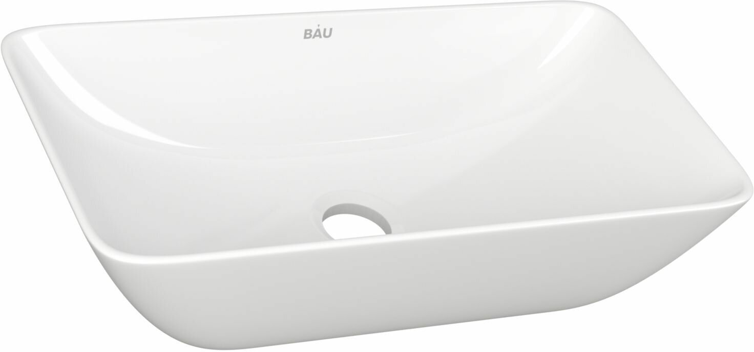 Раковина чаша накладная прямоугольная BAU Spectrum mini 47х24, белая + выпуск клик-клак, хром - фотография № 5