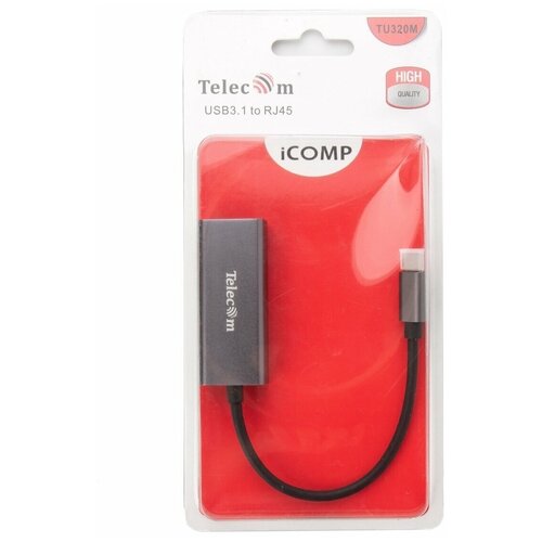 Кабель-переходник Telecom USB 3.1 Type-C - RJ-45, 1000Mbps Ethernet, Aluminum Shell, 0.15м TU320M кабель telecom usb 3 1 type c rj 45 0 15м tu320m