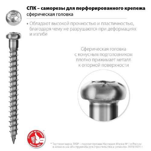 Саморезы для перфорированного крепежа СПК 35 х 5 мм, 250 шт, белый цинк (30061-50-35)