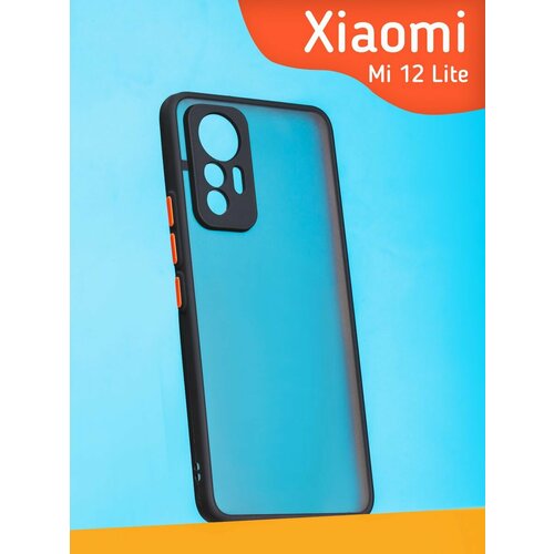 Прозрачный матовый Чехол на Xiaomi Mi 12 Lite, черный матовый чехол на xiaomi 12 lite сяоми 12 лайт soft touch красный