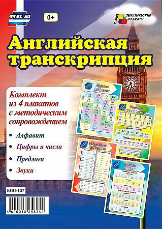 Комплект плакатов "Английская транскрипция" 4 плаката (А3) с метод. сопровождением