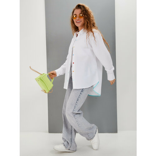 фото Рубашка disorelle, размер l, голубой, белый