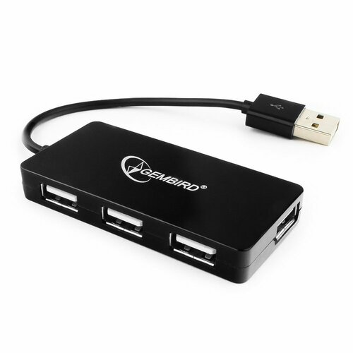 USB-концентратор Gembird UHB-U2P4-03, разъемов: 4, 15 см, черный хаб usb gembird 4 ports uhb c244