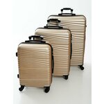 Комплект из 3-х чемоданов с узором Волна, цвет Шампань, размер L+M+S. Съемные колеса. - изображение