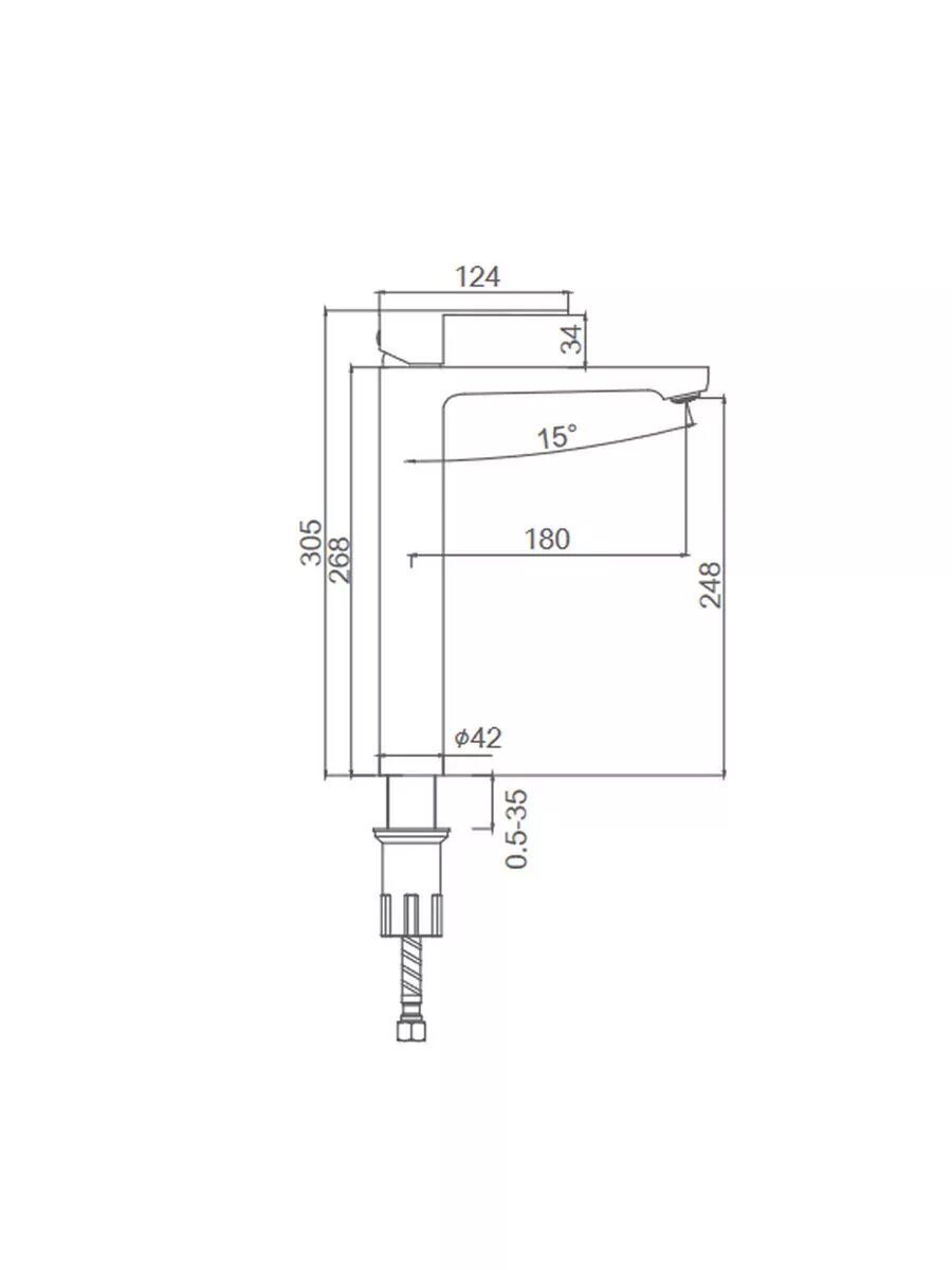 Смеситель Splenka S222.15.05, нержавеющая сталь, высокий, сатиновый, цвет серый — фото 1