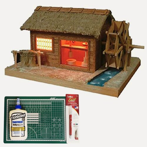 Изображение товара Сборная модель от Woody Joe, дом с подсветкой Suisha-Goya, 168х134х94 мм, подарочный набор, инструменты и клей