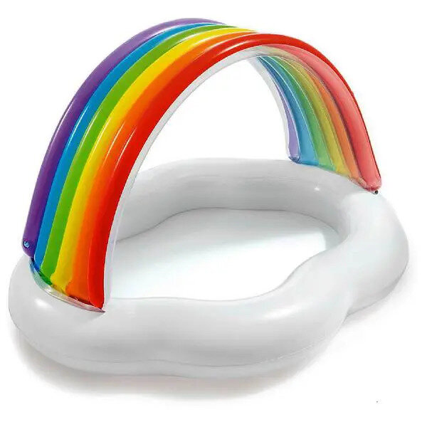 Бассейн надувной детский с навесом INTEX Rainbow Cloud Baby Pool  Радуга   1 3 года   142смx119смx84см