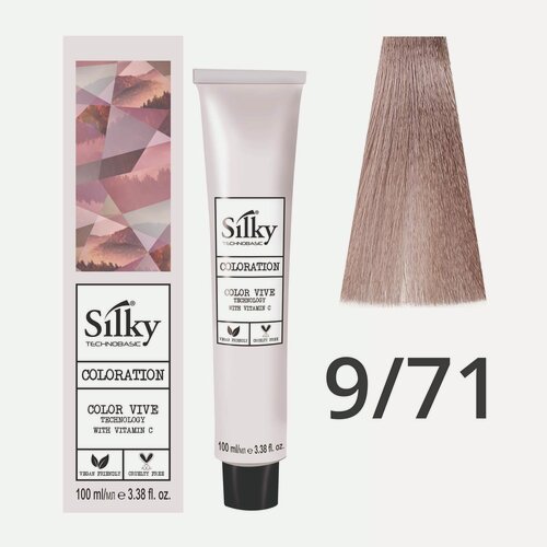 Изображение товара Краска для волос профессиональная Silky Color Vive/Ultralift 9/71 Блонд Пепельный коричневый, 100 мл
