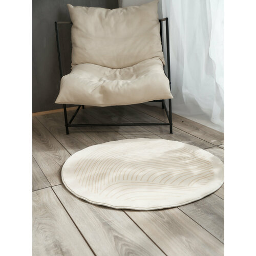 Коврик круглый волна бежево-коричневый 80*80 см