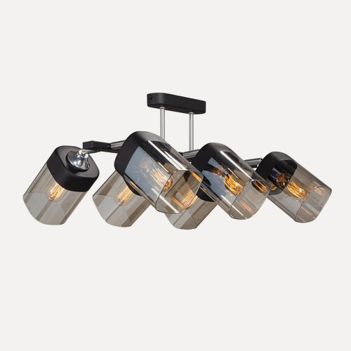 Изображение товара Люстра потолочная Vitaluce V4895-1/6PL , 6 ламп 18м2, Е27, макс. 40Вт, цвет чёрный матовый.