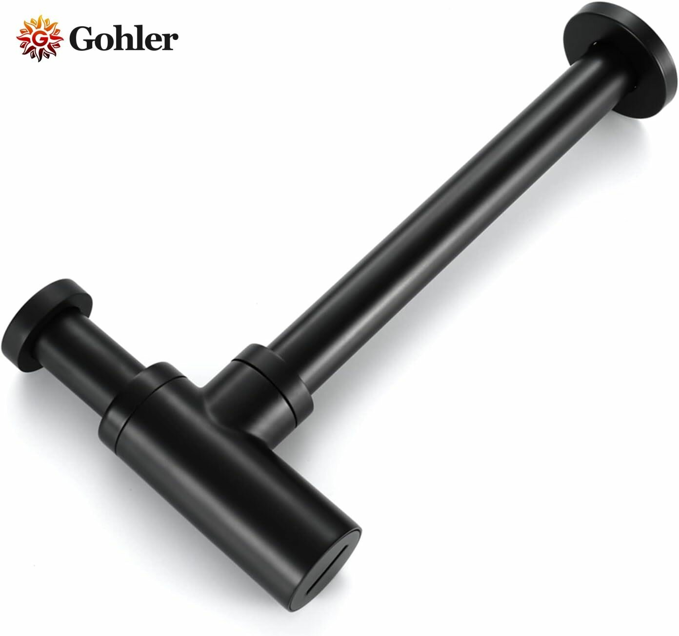 Сифон для раковины в ванную комнату Gohler, черный, латунь, 350