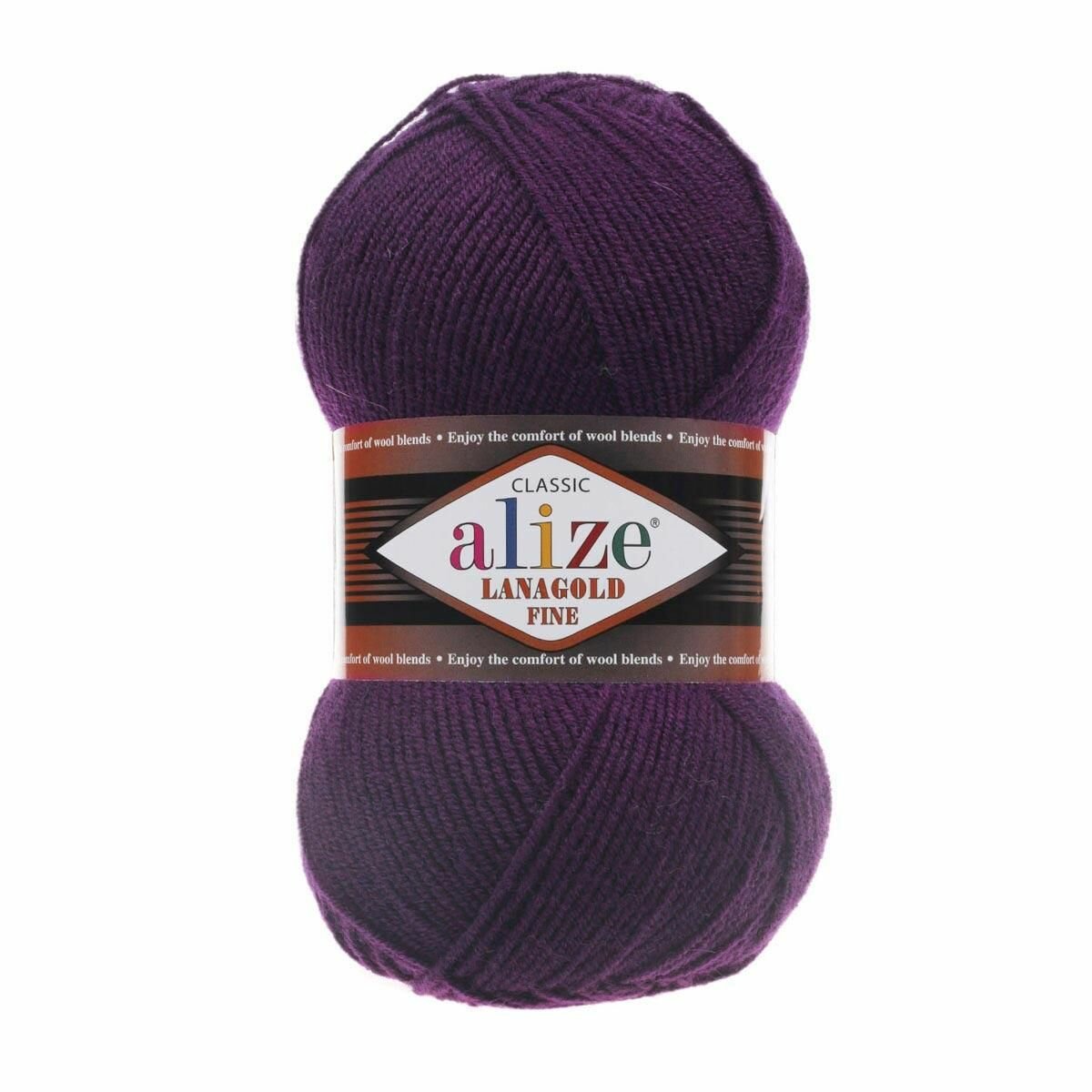 Пряжа ALIZE "Lanagold fine", 100 гр 390 м, 49% шерсть, 51% акрил, 111 сливовый, 5 шт