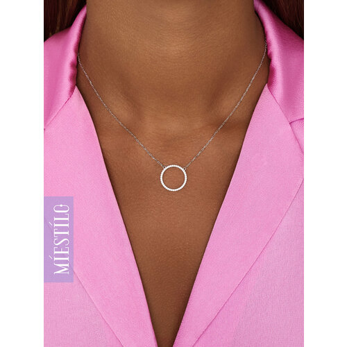 Колье MIESTILO серебро 925 проба родирование фианит длина 45 см серебристый 2620₽