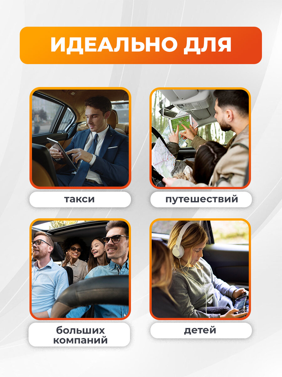 Зарядка в прикуриватель, 100Вт, удлинитель 1.5м, зарядка type c + USB, адаптер питания, зарядка для айфона, черное — фото 1