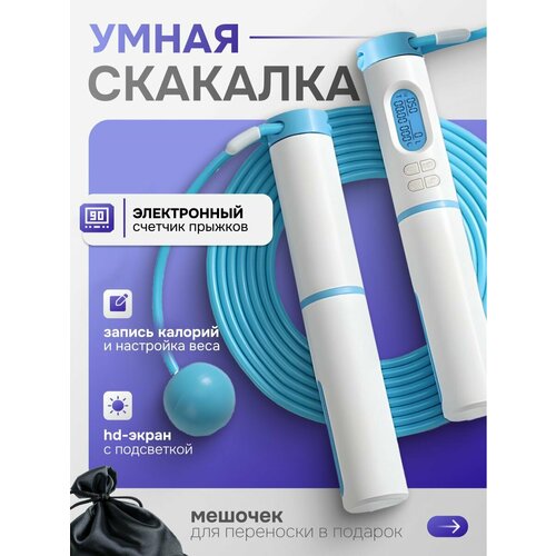 Скакалка с счетчиком и утяжелителями AnGoal; Умная скакалка