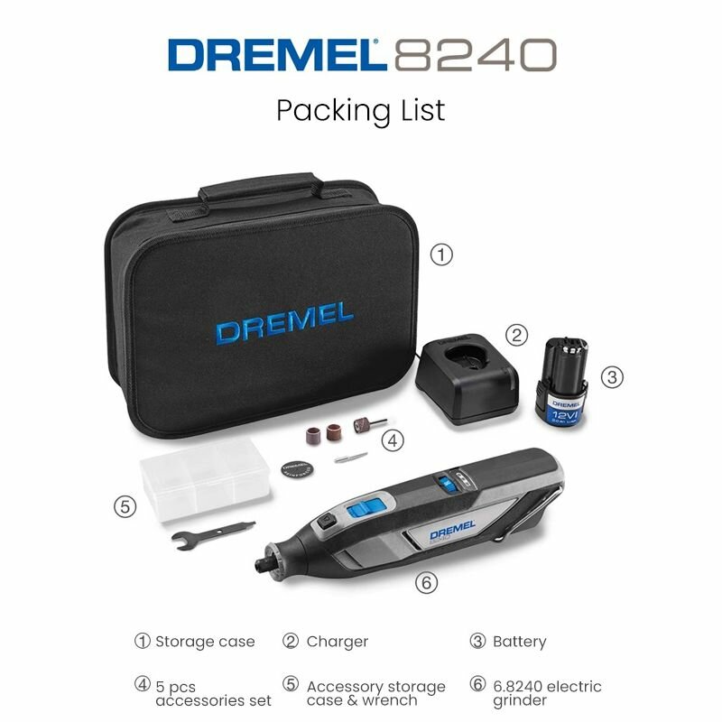 Электромельница Dremel 8240N-5  многофункциональность беспроводная 35 тыс. об/мин светло-серая