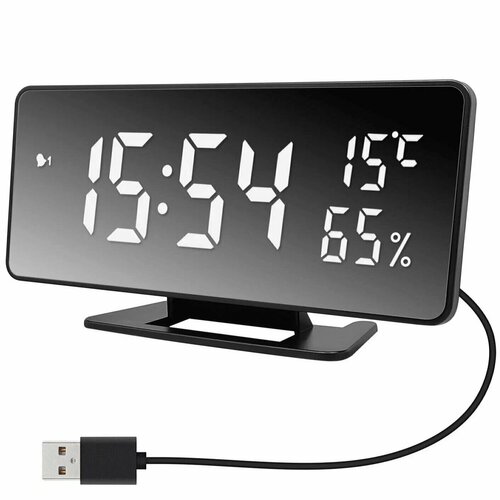 Часы настольные, электронные, цифровые, с будильником, термометром и календарем, VST-888 Y, черный корпус, зеленая подсветка