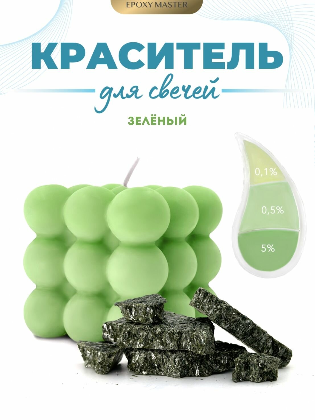 Краситель сухой для свечей/воска зеленый 10 гр