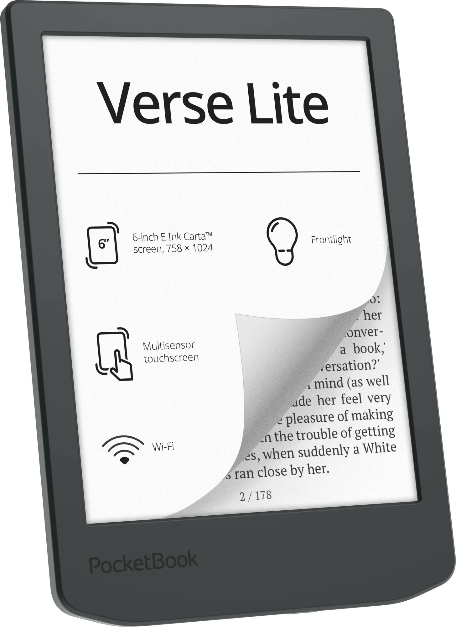 Электронная книга PocketBook 619 Verse Lite/Basic Lux, 6", LCD, Wi-Fi, Полуночный серый