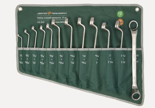 Изображение товара Набор ключей накидных дюймовых, 12 шт, планшет тетрон, Дело Техники, 512892