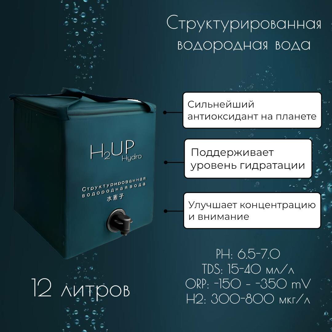 Структурированная водородная вода питьевая негазированная H2UP 12литров