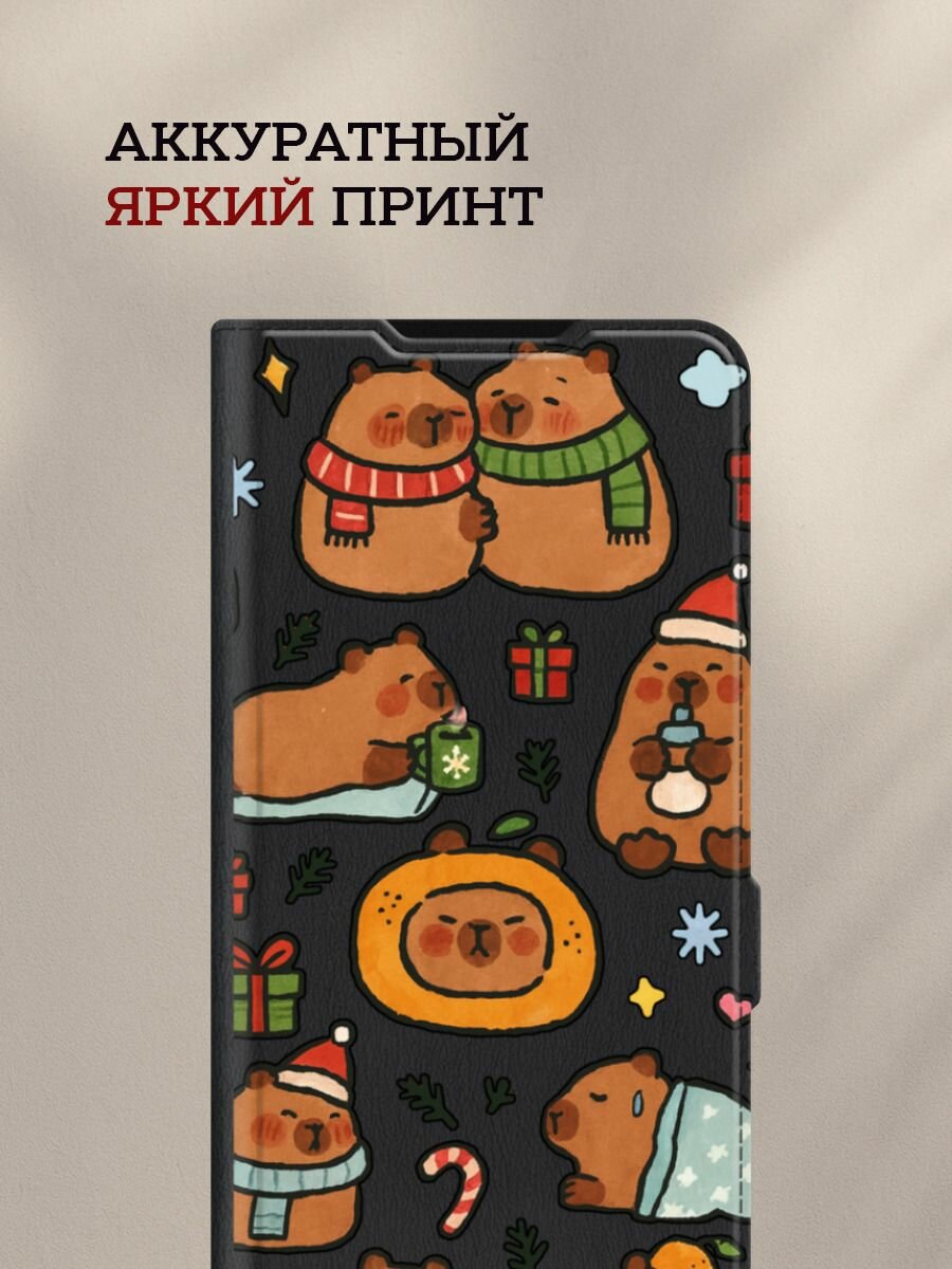 Чехол-книжка на Tecno Pova 7 5G / Текно Пова 7 5G с рисунком "Капибары зимуют 2" — фото 1