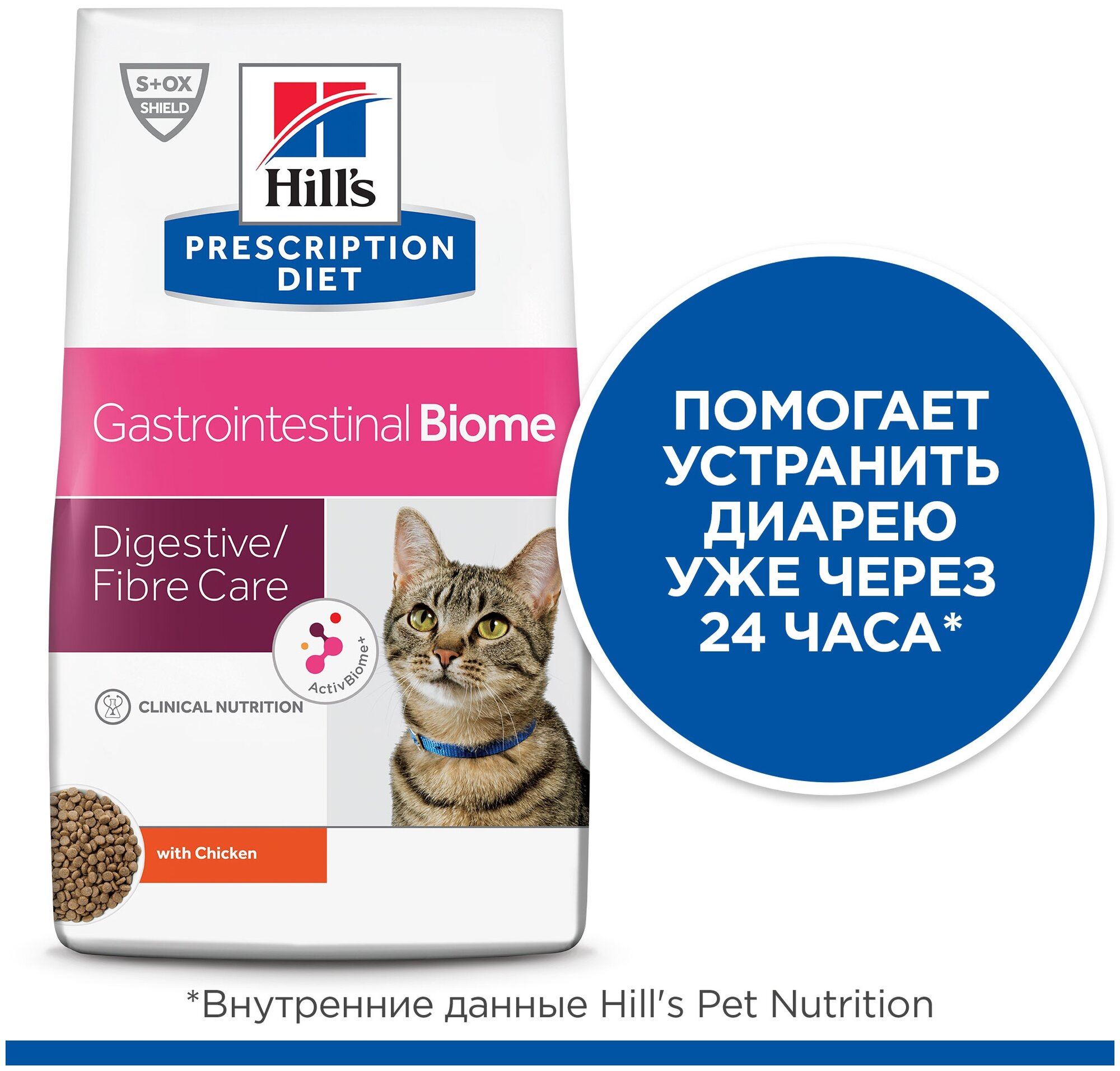 Hill's Prescription Diet Gastrointestinal Biome сухой диетический корм для кошек при расстройствах пищеварения и для заботы о микробиоме кишечника курица 1,5кг - фотография № 14