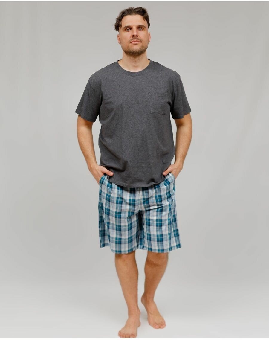 Пижама с шортами и футболкой костюм домашний хлопок - фотография № 3