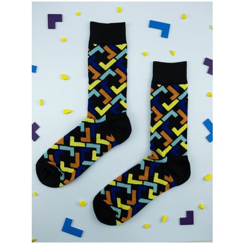 Носки 2beMan, размер 38-44, черный, мультиколор носки мужские разноцветные в клетку клетчатые носки средней длины из чесаного хлопка с рисунком ромбиками с геометрическим узором в стил