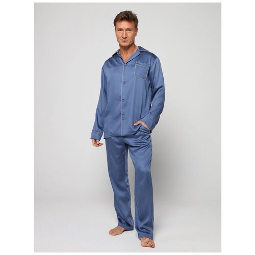 Пижама мужская из тенселя (комплект: брюки и рубашка), размер 48