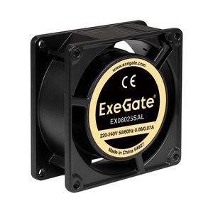 Вентилятор 220В ExeGate EX08025SAL (80x80x25 мм, Sleeve bearing (подшипник скольжения), алюминиевый