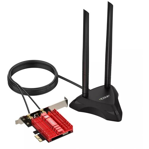 PCI-E адаптер Wi-Fi 6E Intel AX210 AX3000 Bluetooth 5.2 - 2.4GHz/5GHz/6GHz с внешней антенной wi fi 6e intel ax210 wifi6 карта 5374 мбит с для bluetooth 5 2 802 11ax 2 4g 5g 6 ггц pci e беспроводной сетевой адаптер для пк win10 11