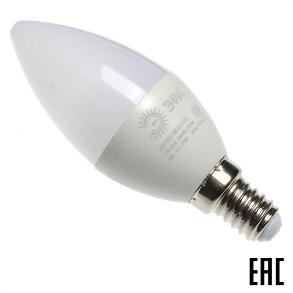 Лампа светодиодная "свеча" х/б свет 9Вт Б0027970 LED B35-9W-840-E14 720Лм 4000К ЭРА (6 шт. в комплекте)
