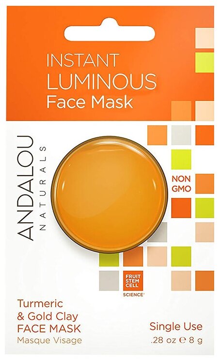 Andalou Naturals Instant Luminous Face Mask Turmeric & Gold Clay Осветляющая маска  Куркума и золотая глина, 8 г