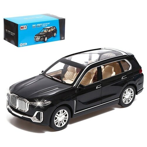 Машина металлическая BMW X7, 1:24, открываются двери, капот, багажник, цвет чёрный