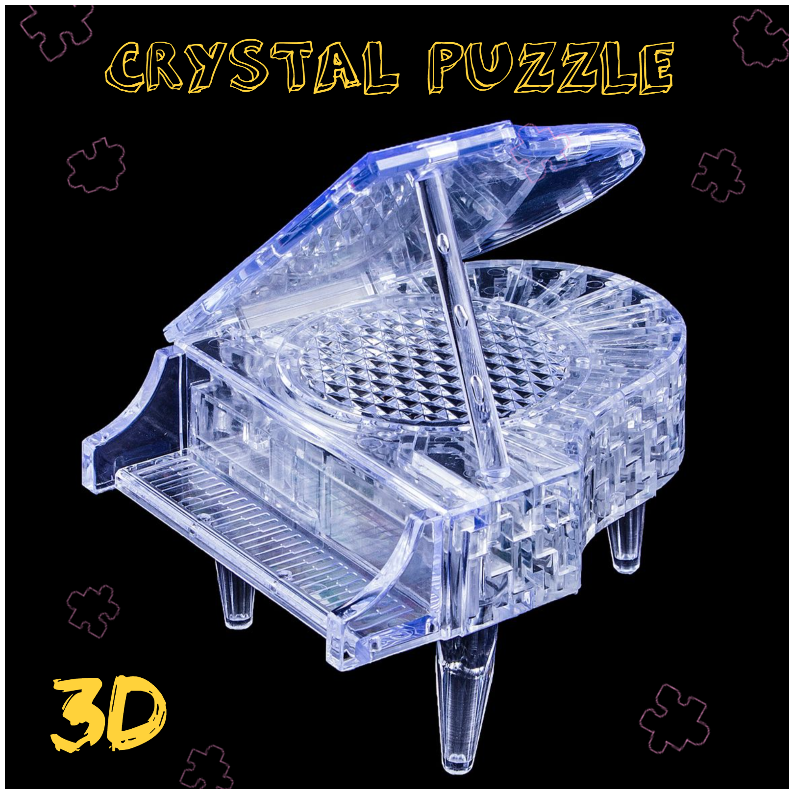 Головоломка 3D Рояль прозрачный / Crystal puzzle 29 деталей подарок ребенку, мальчику, девочке в школу, дочке, сыну, подарочный набор