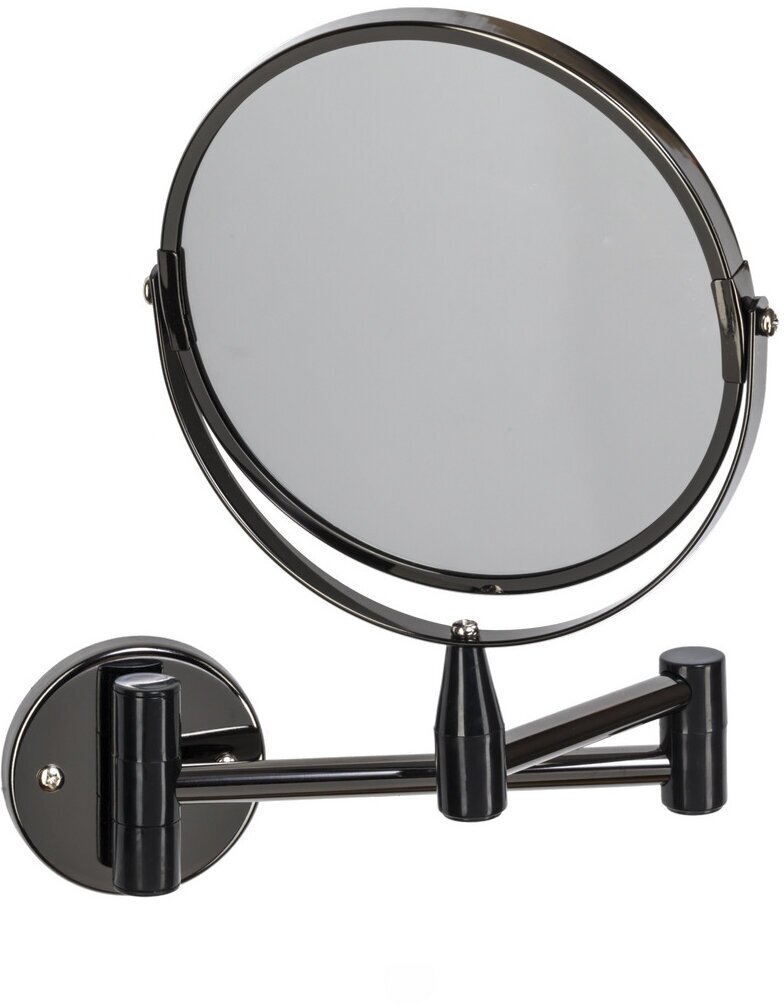 Зеркало косметическое двустороннее Swensa, настенное, d 17 см, черное