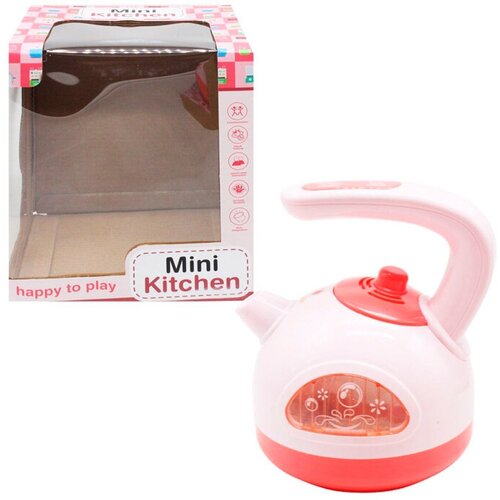 Детская игровая бытовая техника Чайник Mini Kitchen 5535-6, выделяет пар, светится, мелодии, звук кипящей воды, звук свистка чайника, 17х13х13 см