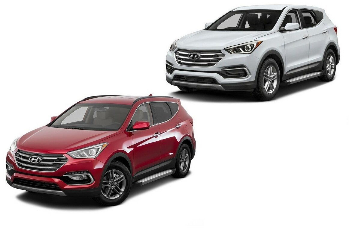 Пороги на автомобиль "Silver" Rival для Hyundai Santa Fe III 2012-2018/Santa Fe Premium 2015-2016 180 2  алюминий F180AL23052