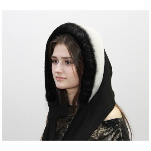 Шарф-капюшон Мария, шерсть, 140х70 см, черный