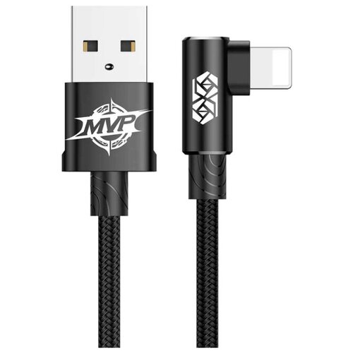 Кабель Baseus MVP Elbow USB - Lightning (CALMVP), 1 м, 1 шт., черный кабель baseus mvp elbow type lightning usb 2 а 1 м угловой красный