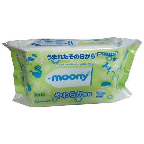 Детские влажные салфетки Moony, сменный блок, 80 шт.
