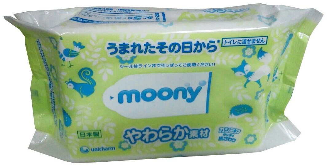 Влажные салфетки MOONY для детей спайка возраст 0+ мягкая упаковка 80шт*8