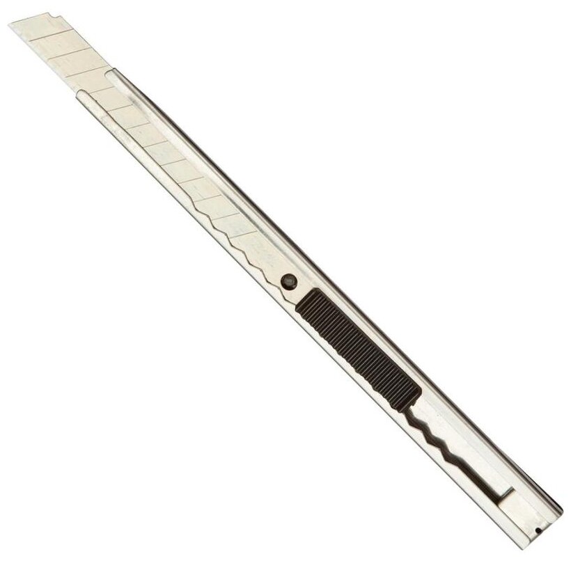 Нож канцелярский Attache 9 мм, металлический, с фиксатором, цвет металлик