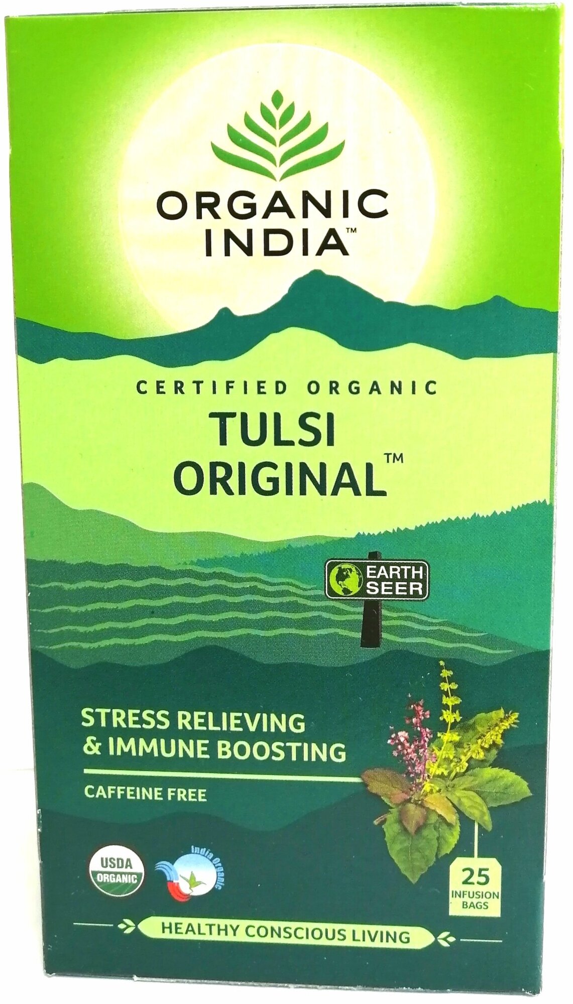 Индийский чайный напиток травяной, т. м. ORGANIC INDIA, Тулси (Базилик) натуральный по 25 пакетиков в пачке