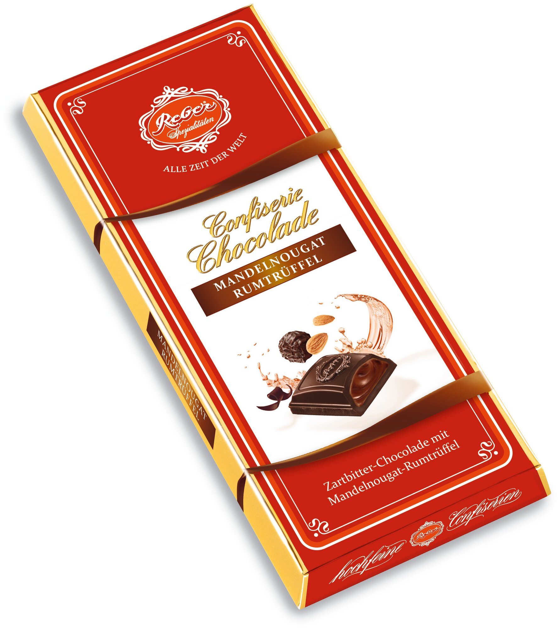 Шоколад Reber Almond Praline-Rum Truffle Горький с трюфильной начинкой из миндаля и рома, 100 г