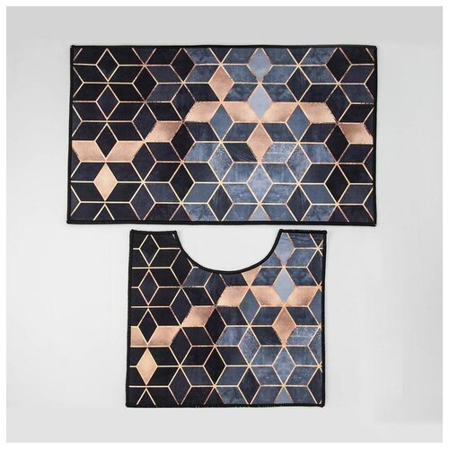 фото Набор ковриков для ванны и туалета 2 шт 50х80, 40х50 см "бурлеск" 5411412 доляна