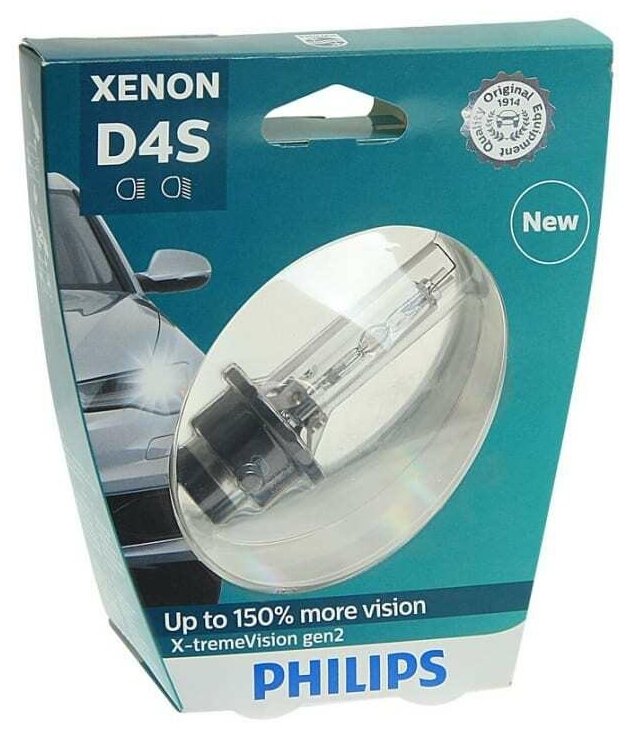 Лампа автомобильная D4S (35) P32D-5+150% Xenon X-treme Vision gen2 4800K 42V PHILIPS