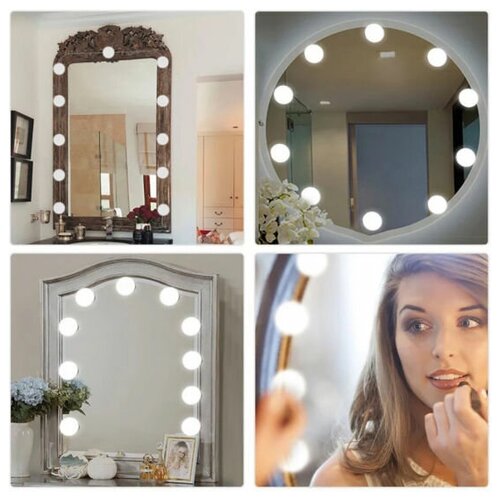 Подсветка для зеркала светодиодная, лампочки для зеркала, подсветка для макияжа, набор лампочек 10 штук самоклеющихся светильников OG-LDP12
