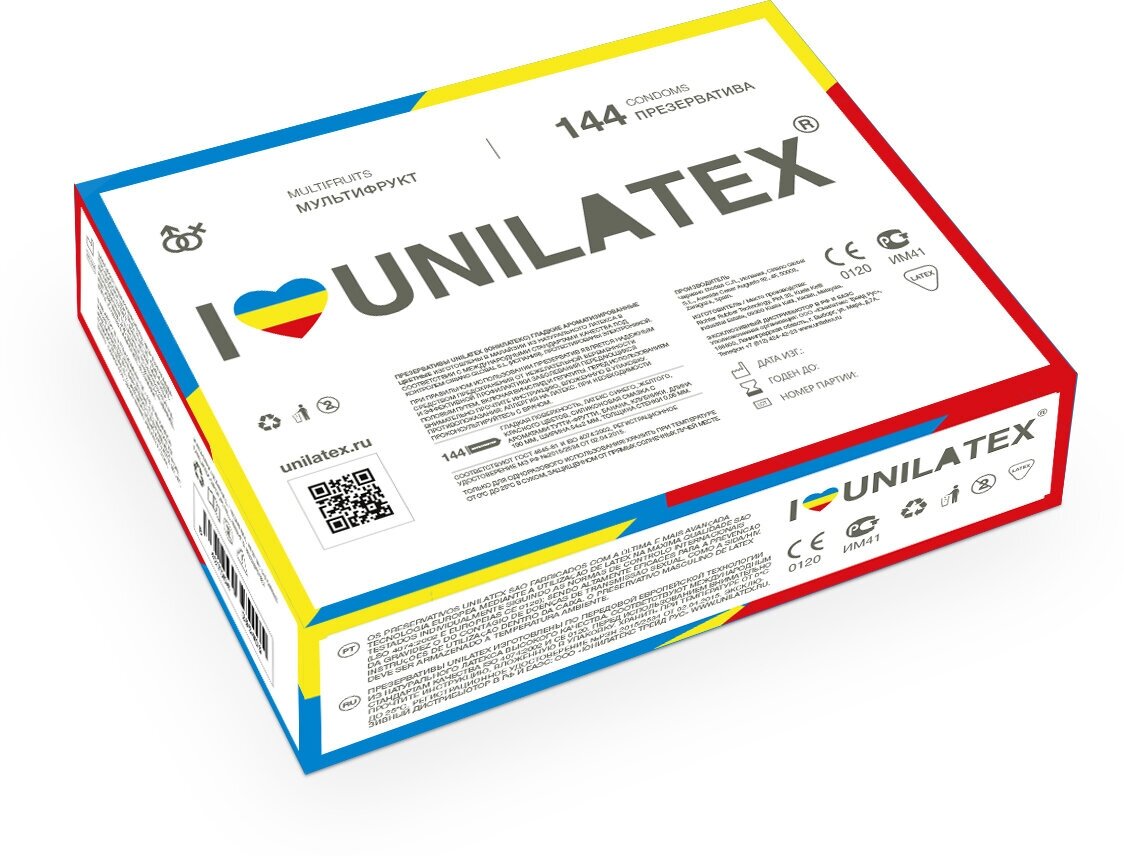 Unilatex / Презервативы Unilatex Multifruits 144 шт, фруктовые, цветные.